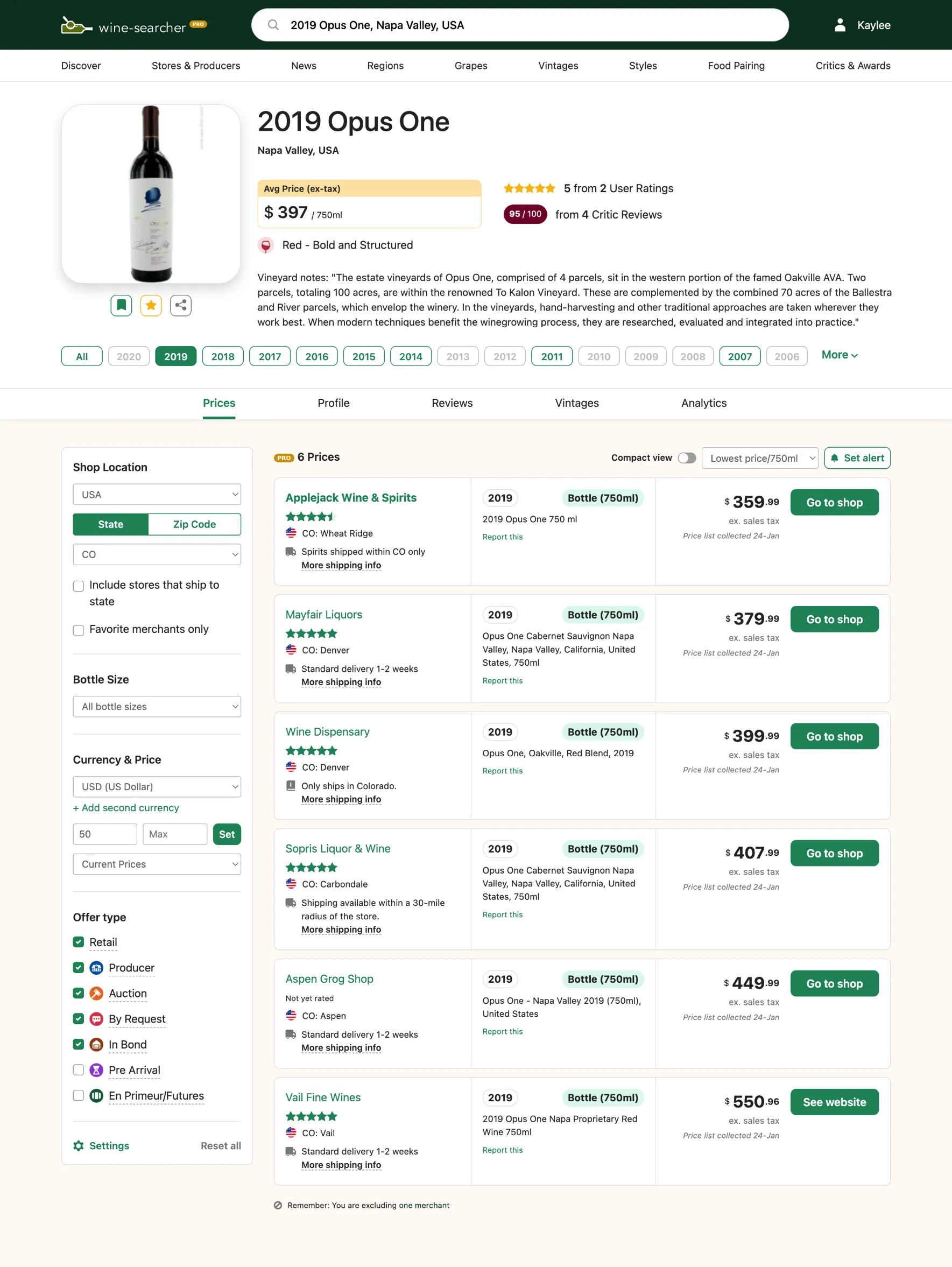 Wine-Searcher filtering — redesigned filter flow